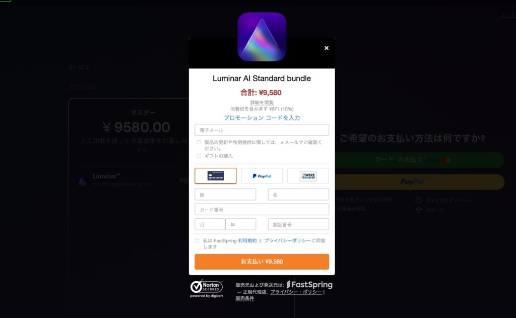 LuminarAI購入画面